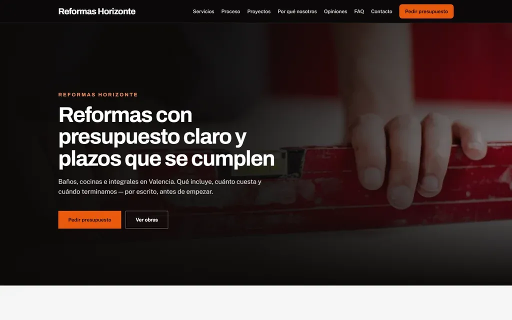 Captura de la plantilla de reformas Horizonte