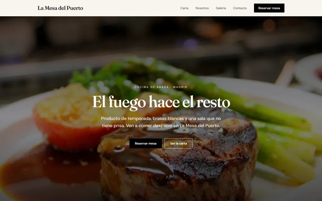 Captura de la plantilla de restaurante La Mesa del Puerto
