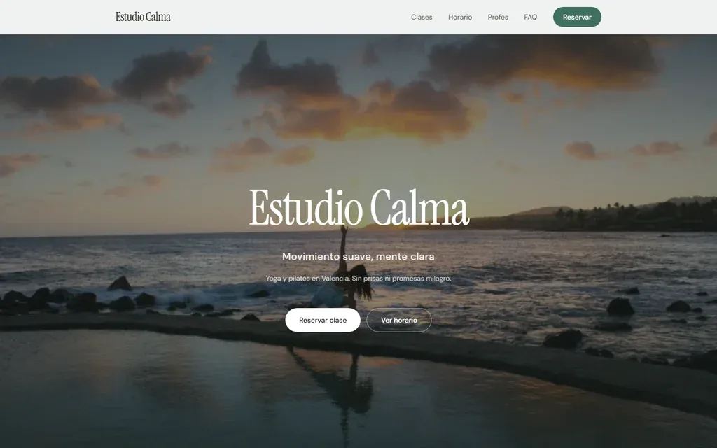 Captura de la plantilla de yoga Estudio Calma